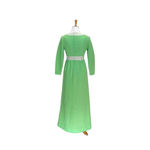 Jones 3/4 Sleeve Maxi Dress Green Size 8 Vintage Retro Minimalist 60s Mod Boho - Picture 13 of 15